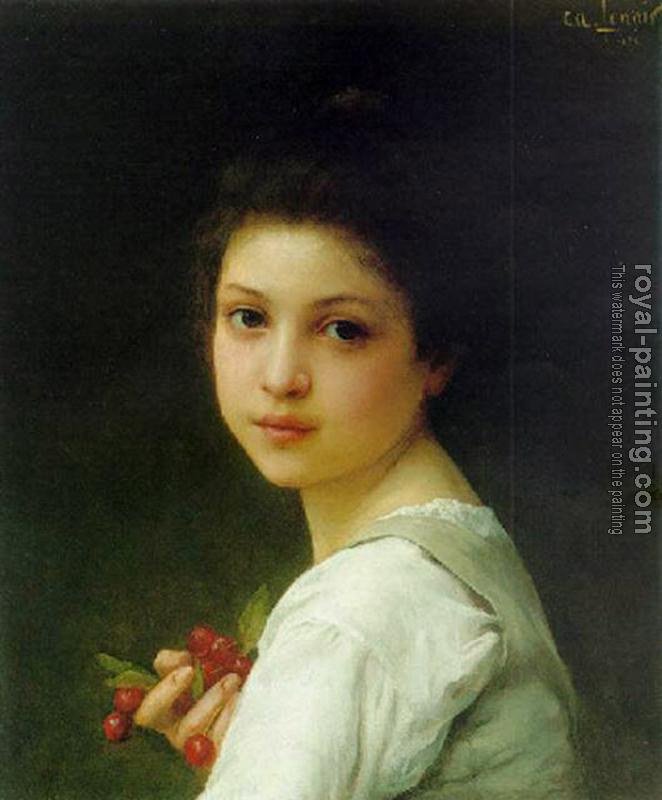 Charles Amable Lenoir : Portrait of a young girl with cherries